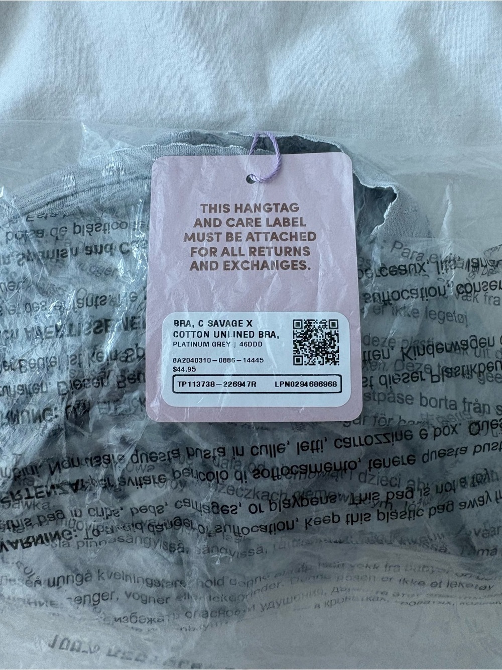 Savage X Fenty Platinum Grey Cotton Unlined Bra